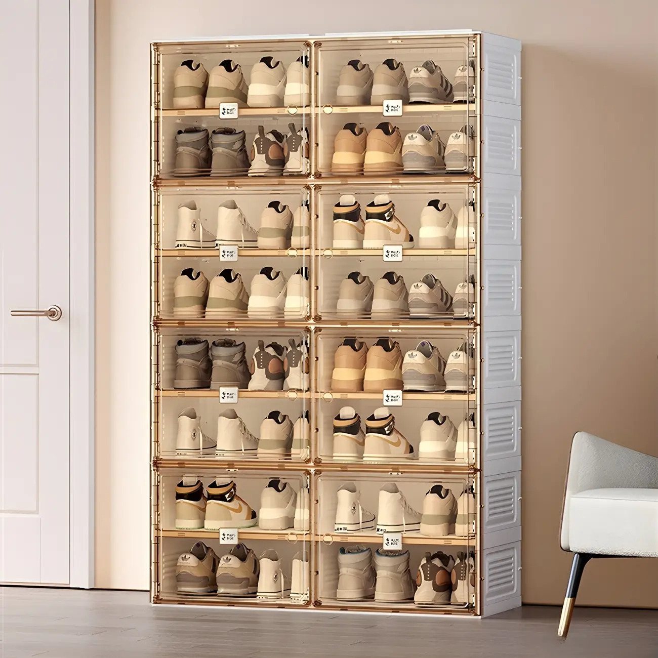 Glam Plastic Transparent Foldable Shoe Storage Cabinet Image - 20 | homeyfad