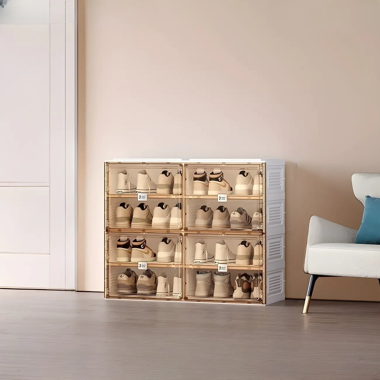 Glam Plastic Transparent Foldable Shoe Storage Cabinet Image - 11 | homeyfad