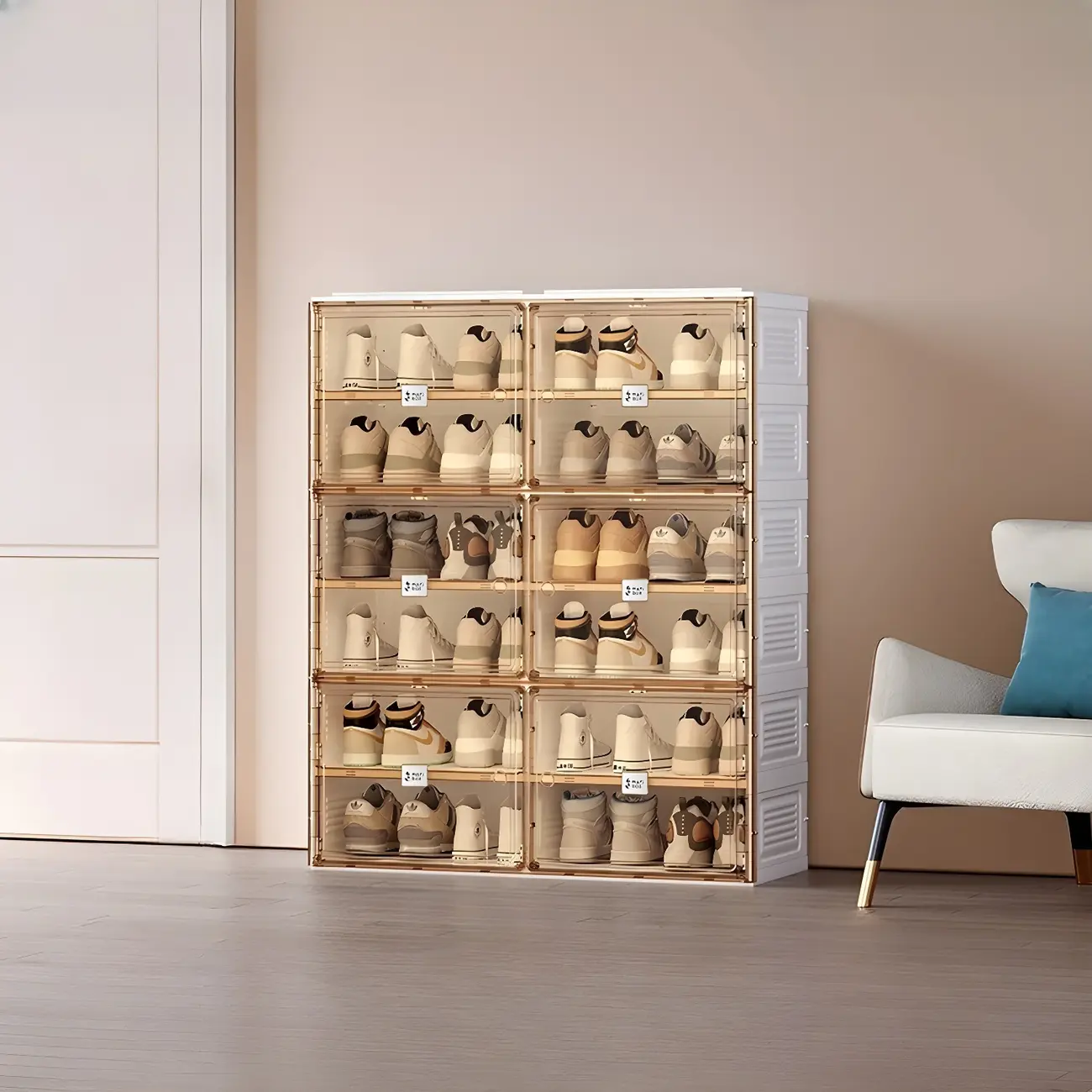 Glam Plastic Transparent Foldable Shoe Storage Cabinet Image - 14 | homeyfad