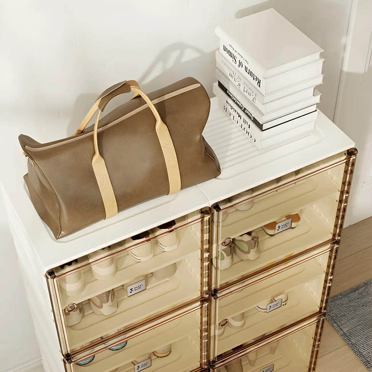 Glam Plastic Transparent Foldable Shoe Storage Cabinet Image - 3 | homeyfad