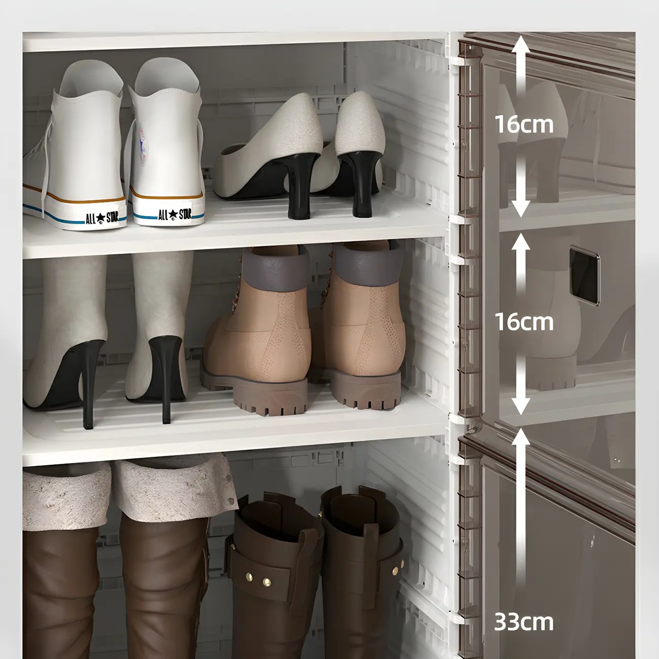 Glam Plastic Transparent Foldable Shoe Storage Cabinet Image - 6 | homeyfad