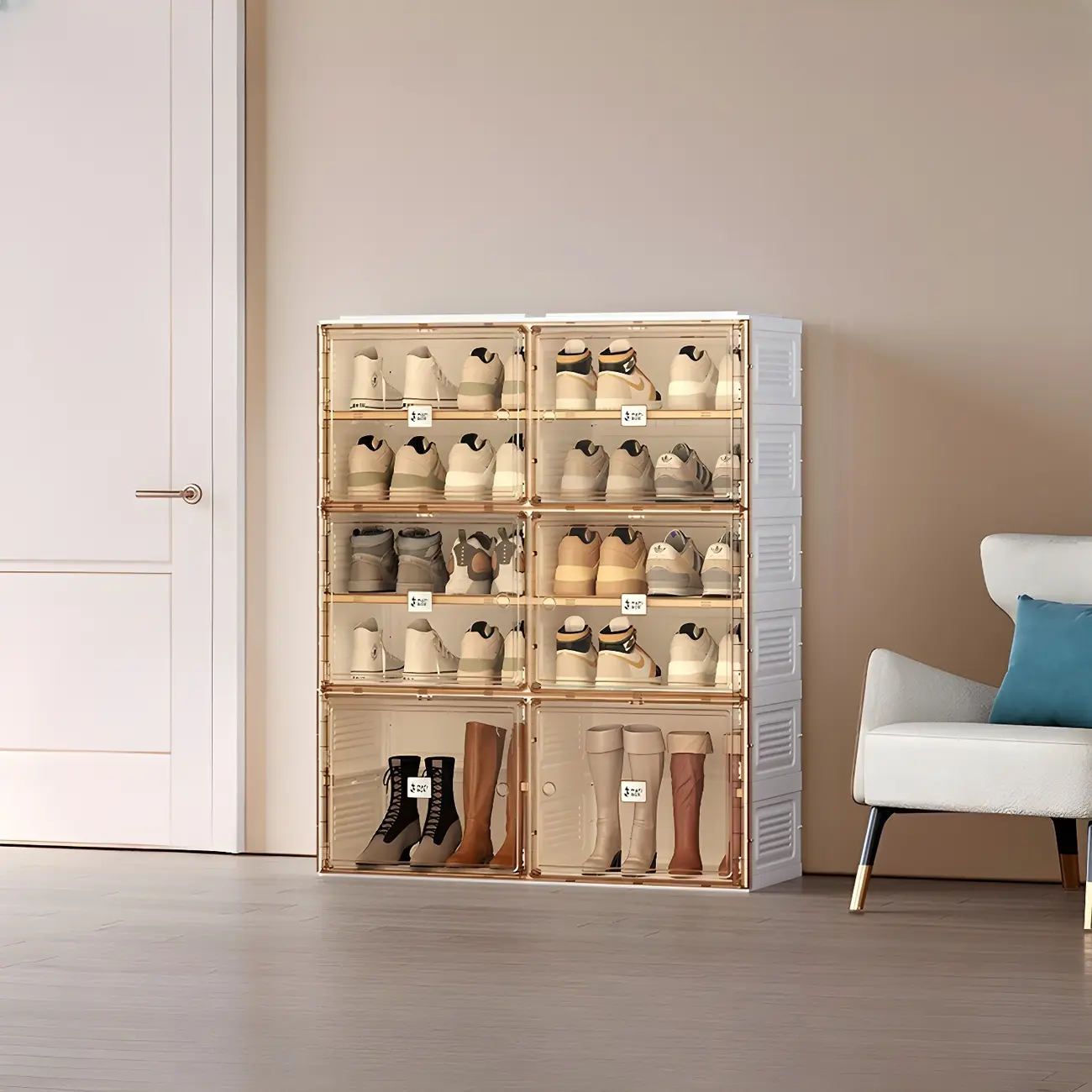 Glam Plastic Transparent Foldable Shoe Storage Cabinet Image - 12 | homeyfad