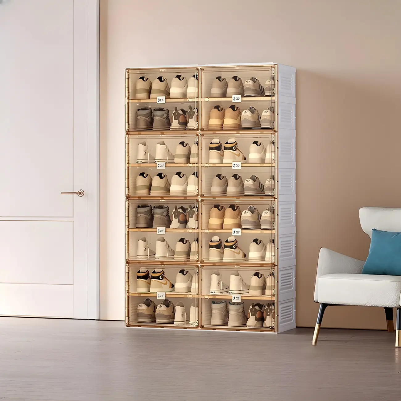 Glam Plastic Transparent Foldable Shoe Storage Cabinet Image - 17 | homeyfad