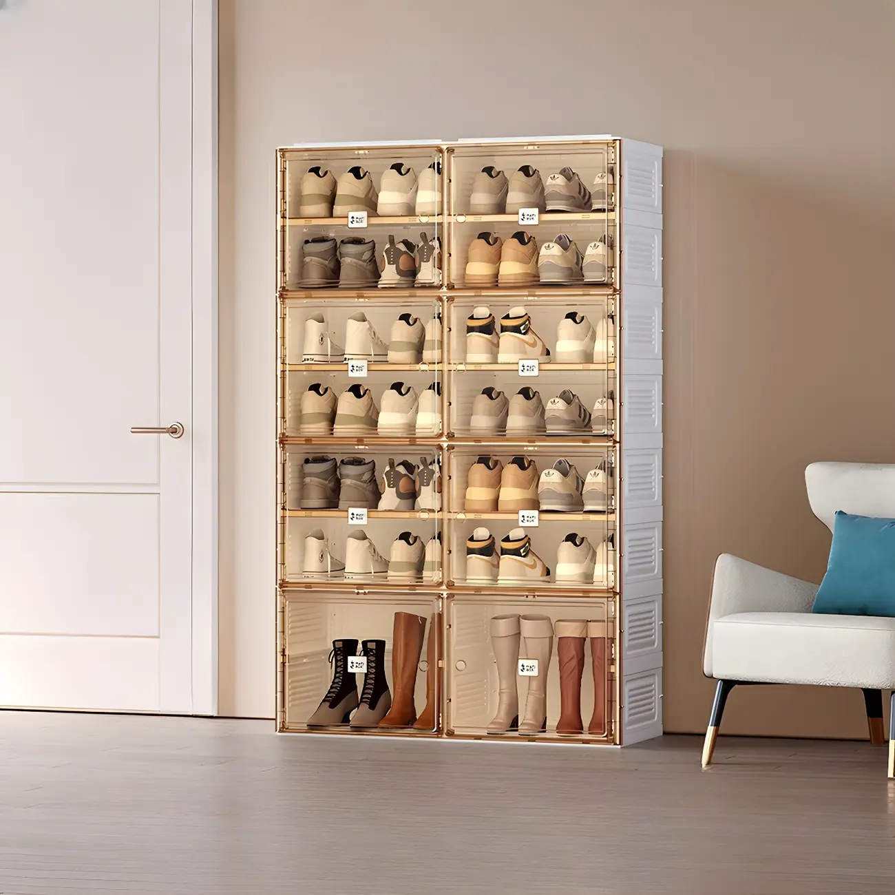 Glam Plastic Transparent Foldable Shoe Storage Cabinet Image - 15 | homeyfad