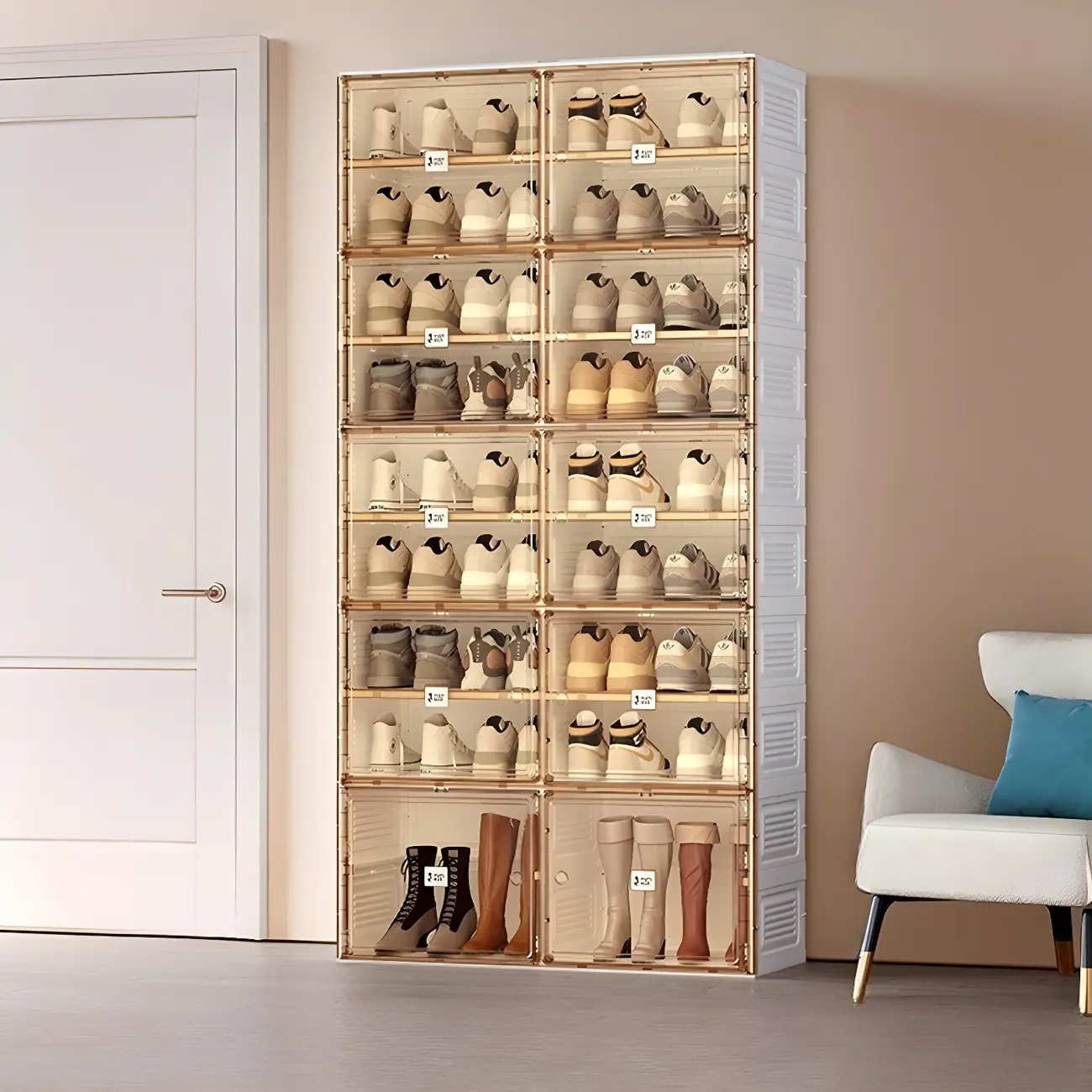 Glam Plastic Transparent Foldable Shoe Storage Cabinet Image - 19 | homeyfad