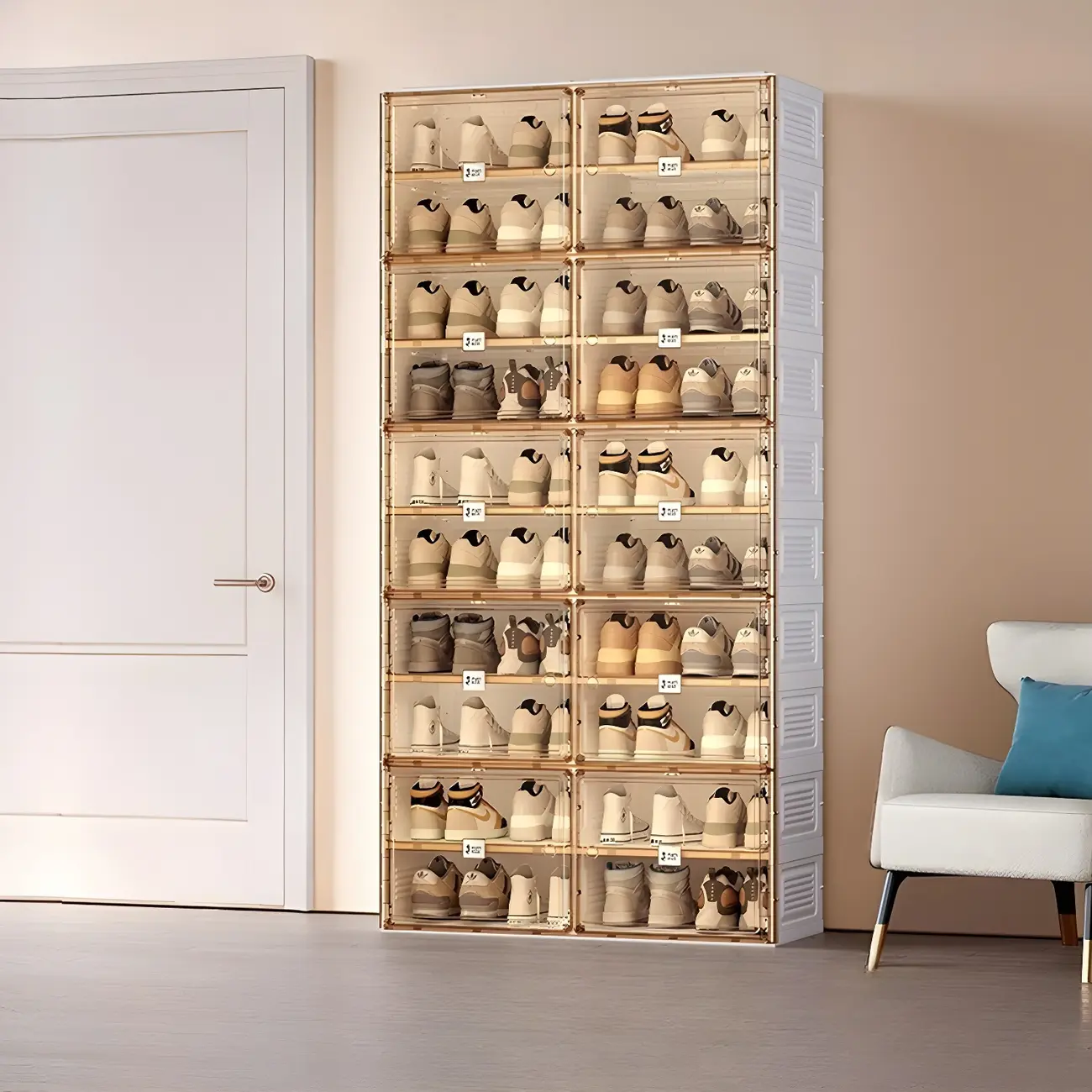 Glam Plastic Transparent Foldable Shoe Storage Cabinet Image - 18 | homeyfad