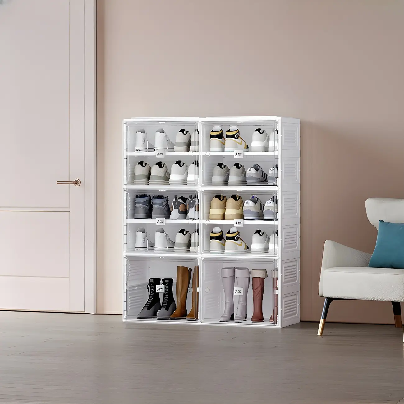 Glam Plastic Transparent Foldable Shoe Storage Cabinet Image - 21 | homeyfad