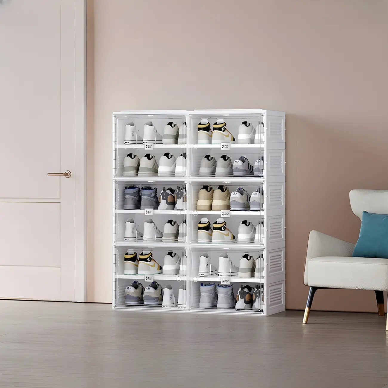 Glam Plastic Transparent Foldable Shoe Storage Cabinet Image - 22 | homeyfad