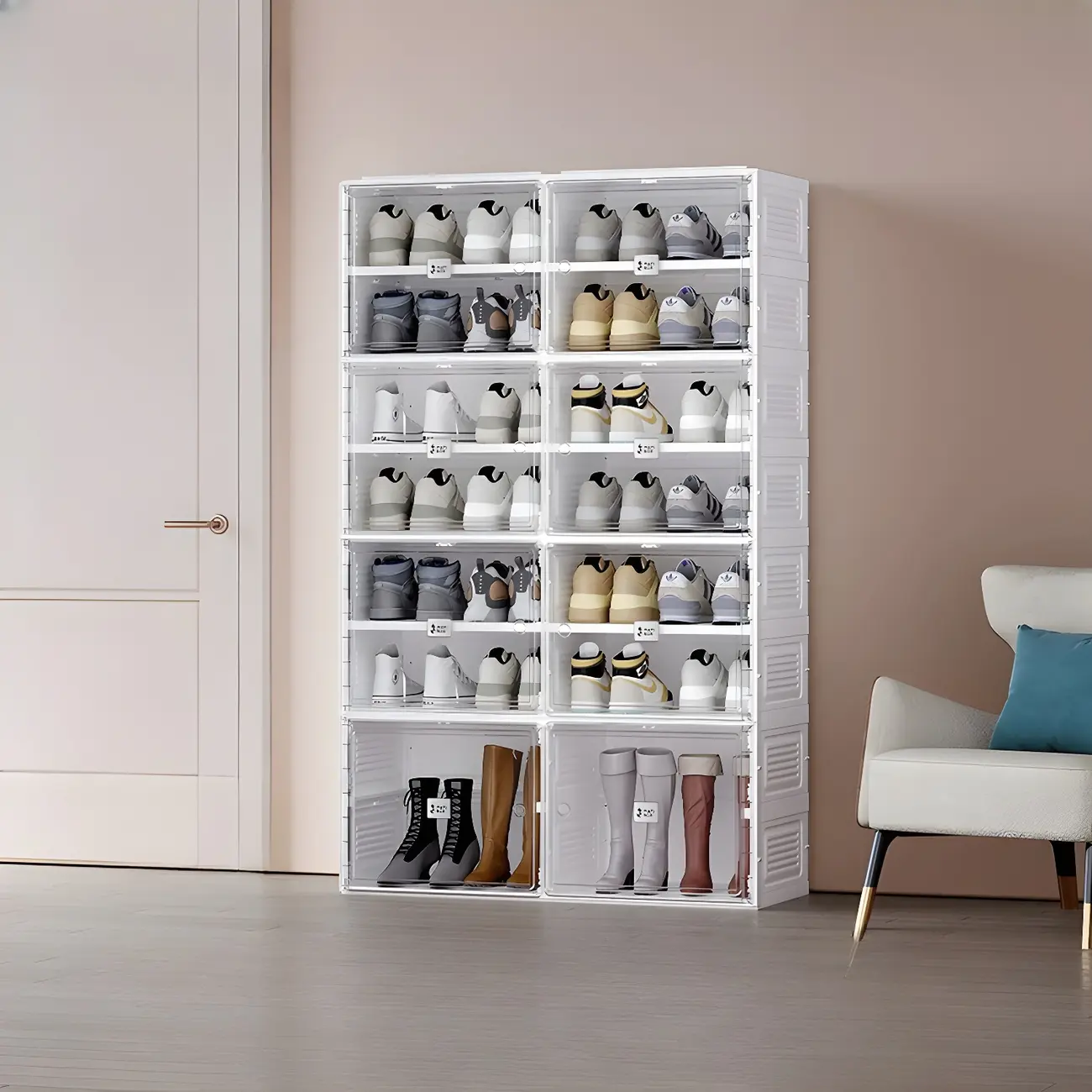 Glam Plastic Transparent Foldable Shoe Storage Cabinet Image - 23 | homeyfad