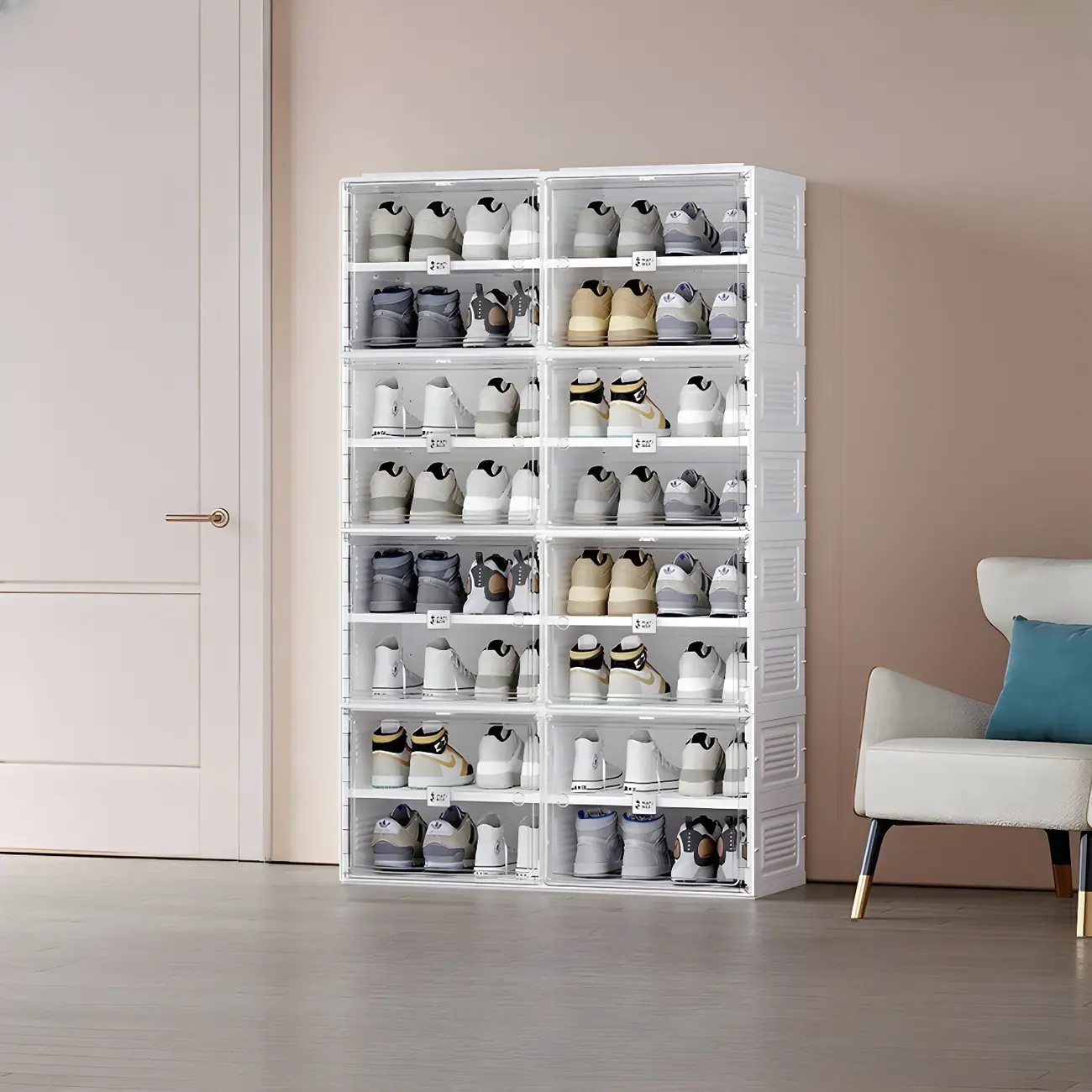 Glam Plastic Transparent Foldable Shoe Storage Cabinet Image - 24 | homeyfad