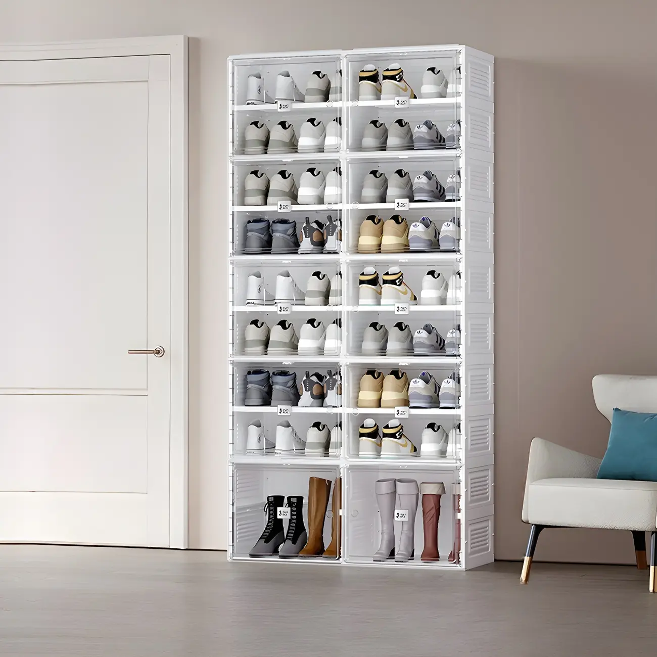 Glam Plastic Transparent Foldable Shoe Storage Cabinet Image - 26 | homeyfad
