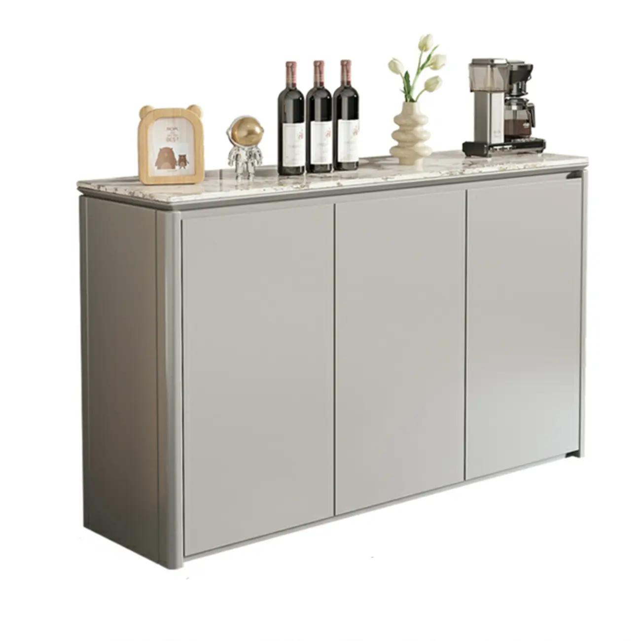 Modern White Stone Top Gray Pine Storage Sofa Bar Tables Image - 5 | homeyfad