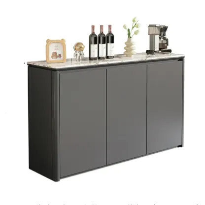 Modern White Stone Top Gray Pine Storage Sofa Bar Tables Image - 7