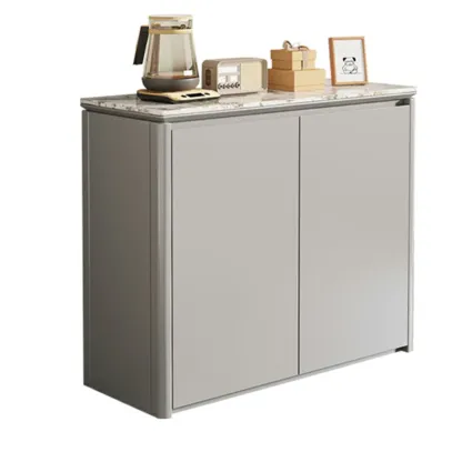 Modern White Stone Top Gray Pine Storage Sofa Bar Tables Image - 9