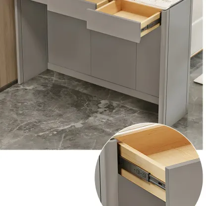 Modern White Stone Top Gray Pine Storage Sofa Bar Tables Image - 12