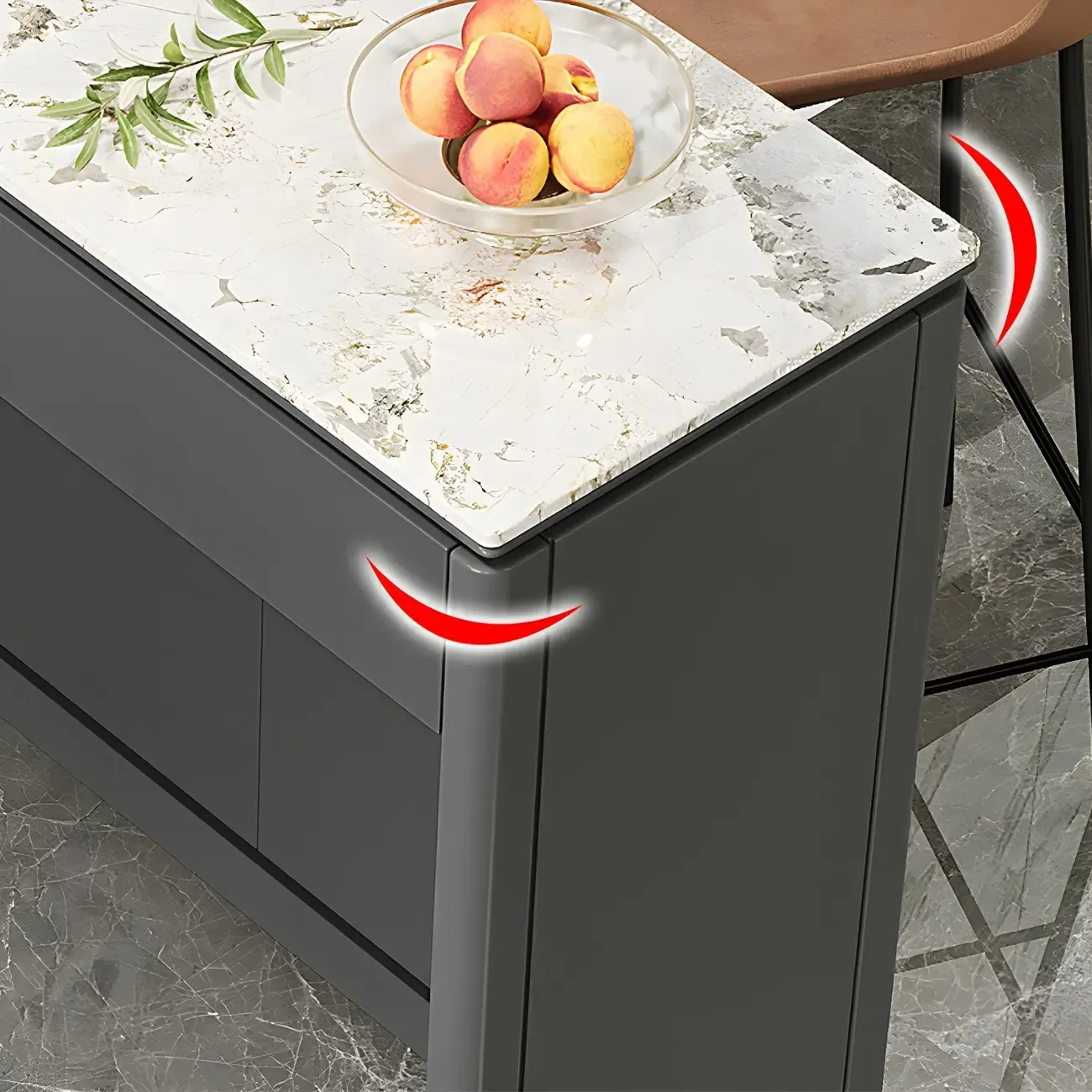 Modern White Stone Top Gray Pine Storage Sofa Bar Tables Image - 14