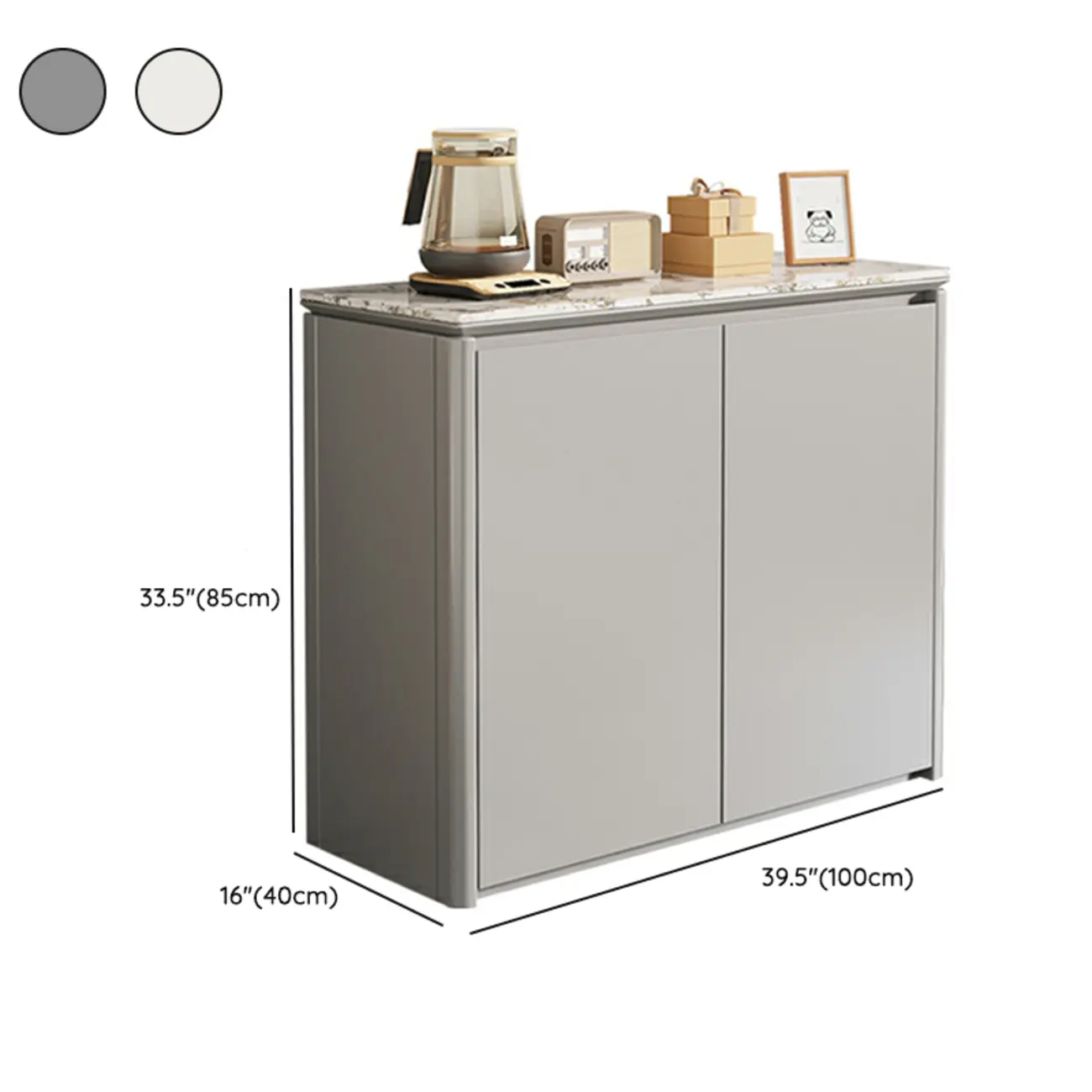 Modern White Stone Top Gray Pine Storage Sofa Bar Tables #size