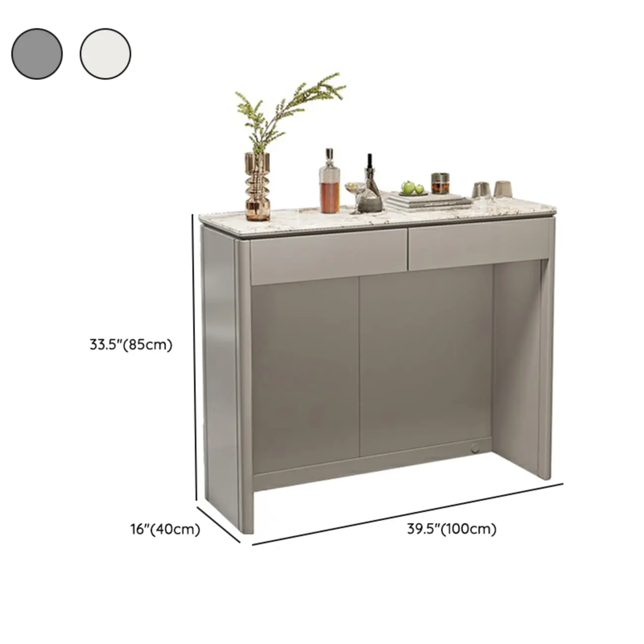 Modern White Stone Top Gray Pine Storage Sofa Bar Tables Image - 18 | homeyfad