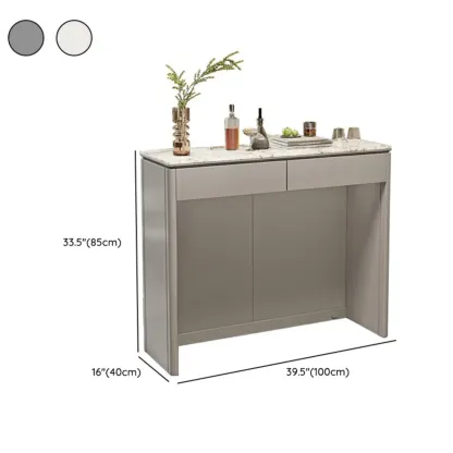 Modern White Stone Top Gray Pine Storage Sofa Bar Tables Image - 18