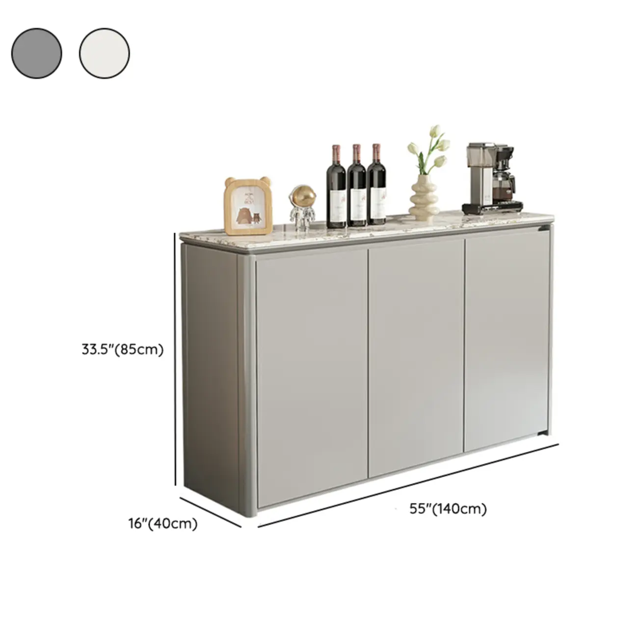 Modern White Stone Top Gray Pine Storage Sofa Bar Tables Image - 21 | homeyfad