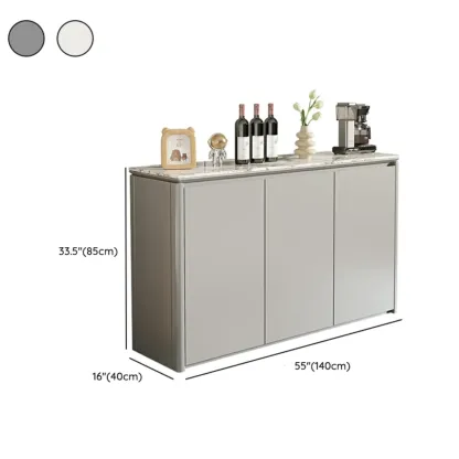 Modern White Stone Top Gray Pine Storage Sofa Bar Tables Image - 21