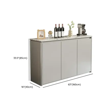 Modern White Stone Top Gray Pine Storage Sofa Bar Tables Image - 23