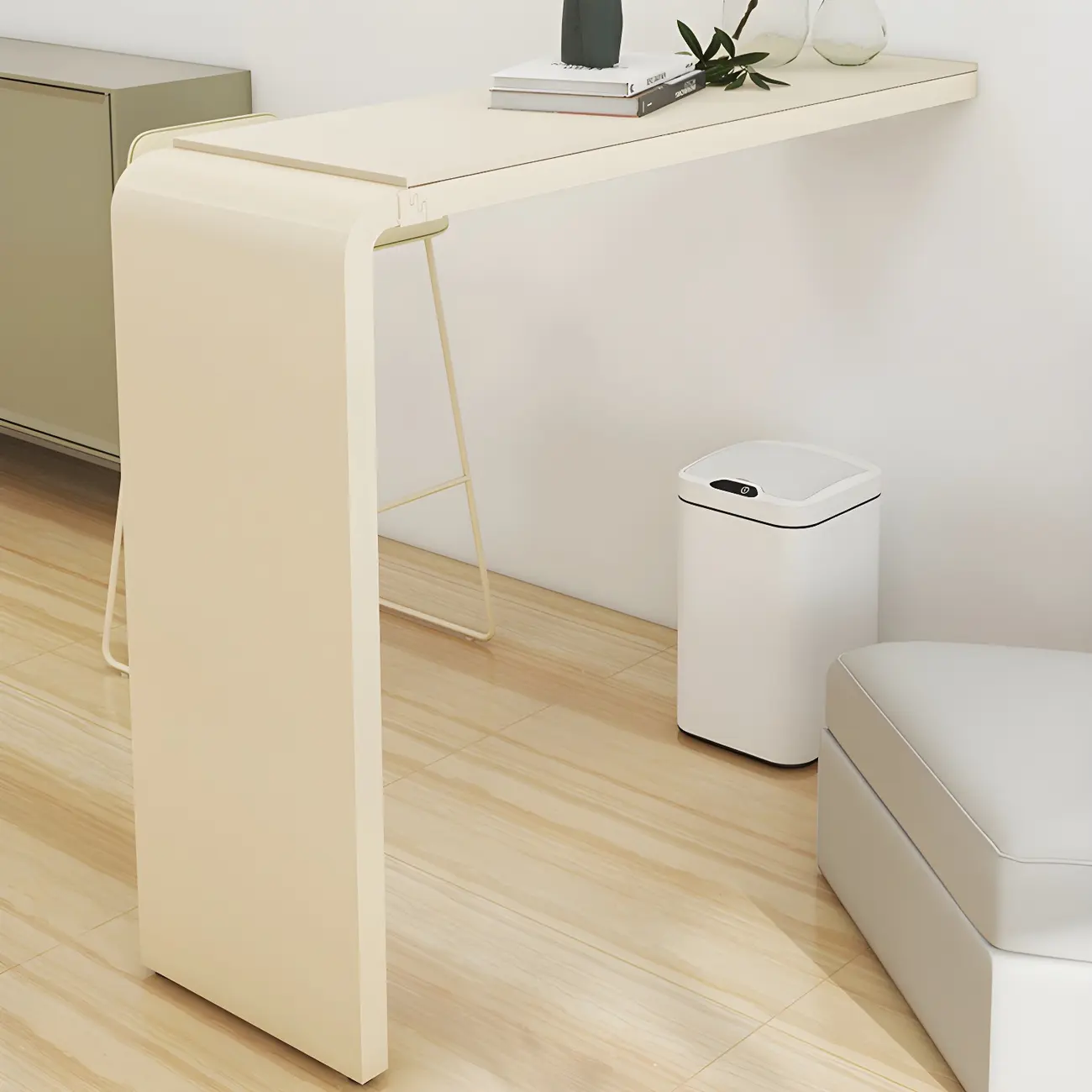 Modern Beige Stone Metal Wall Mounted Bar Tables Image - 2 | homeyfad