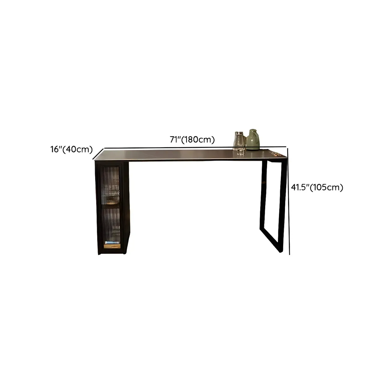 Modern Grey Stone Metal Base Storage Bar Tables for Kitchen Image - 15