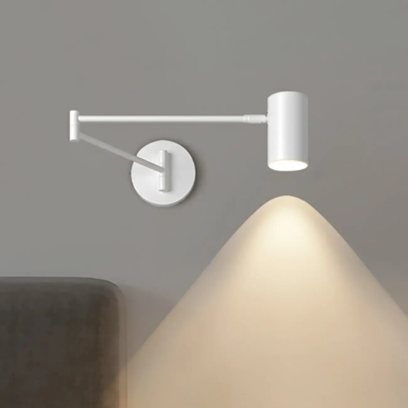 Solid Color Metal Swing Arm Wall Light with Cylinder Acrylic Shade Image - 2 | homeyfad