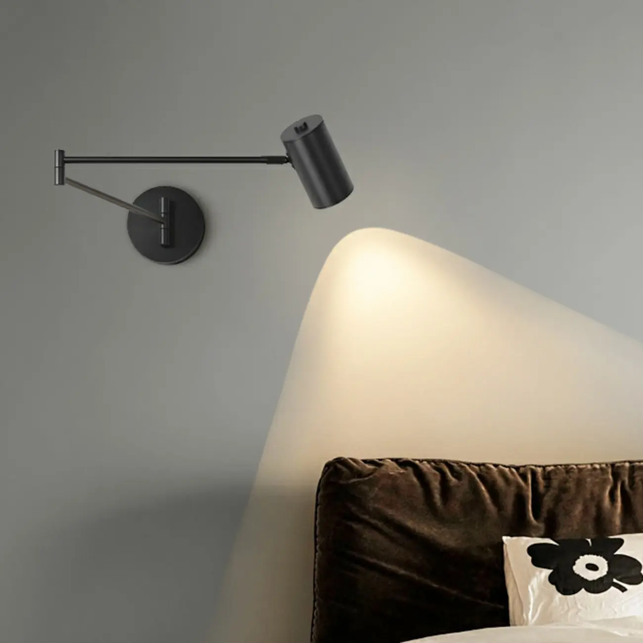 Solid Color Metal Swing Arm Wall Light with Cylinder Acrylic Shade Image - 3 | homeyfad