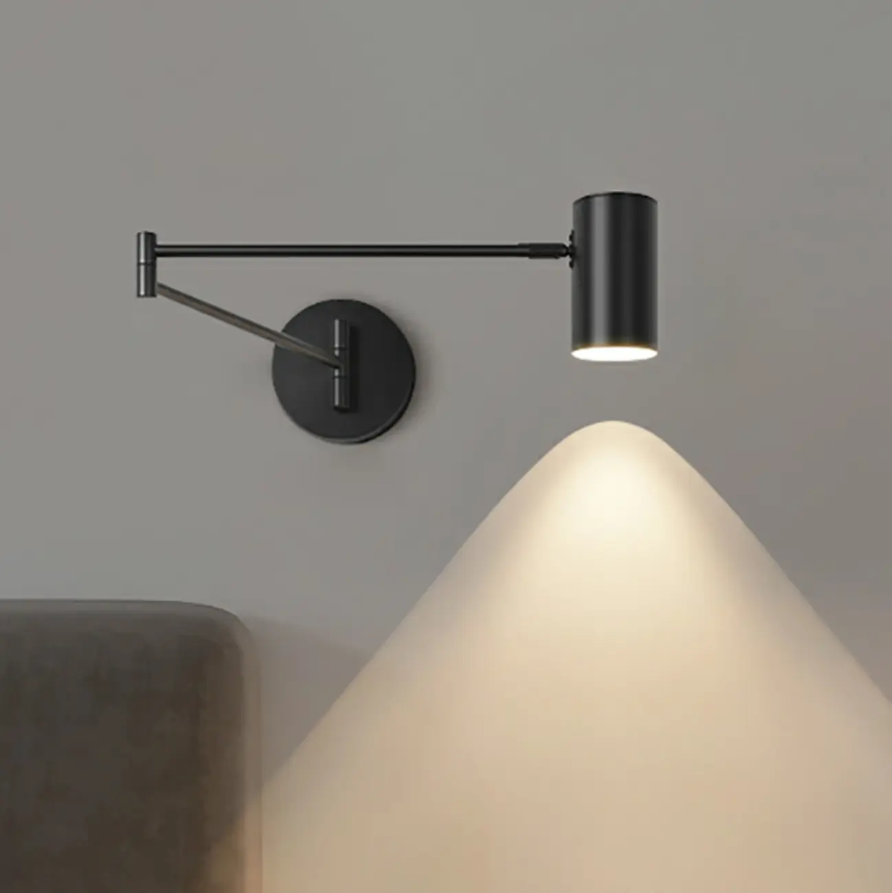 Solid Color Metal Swing Arm Wall Light with Cylinder Acrylic Shade Image - 4 | homeyfad