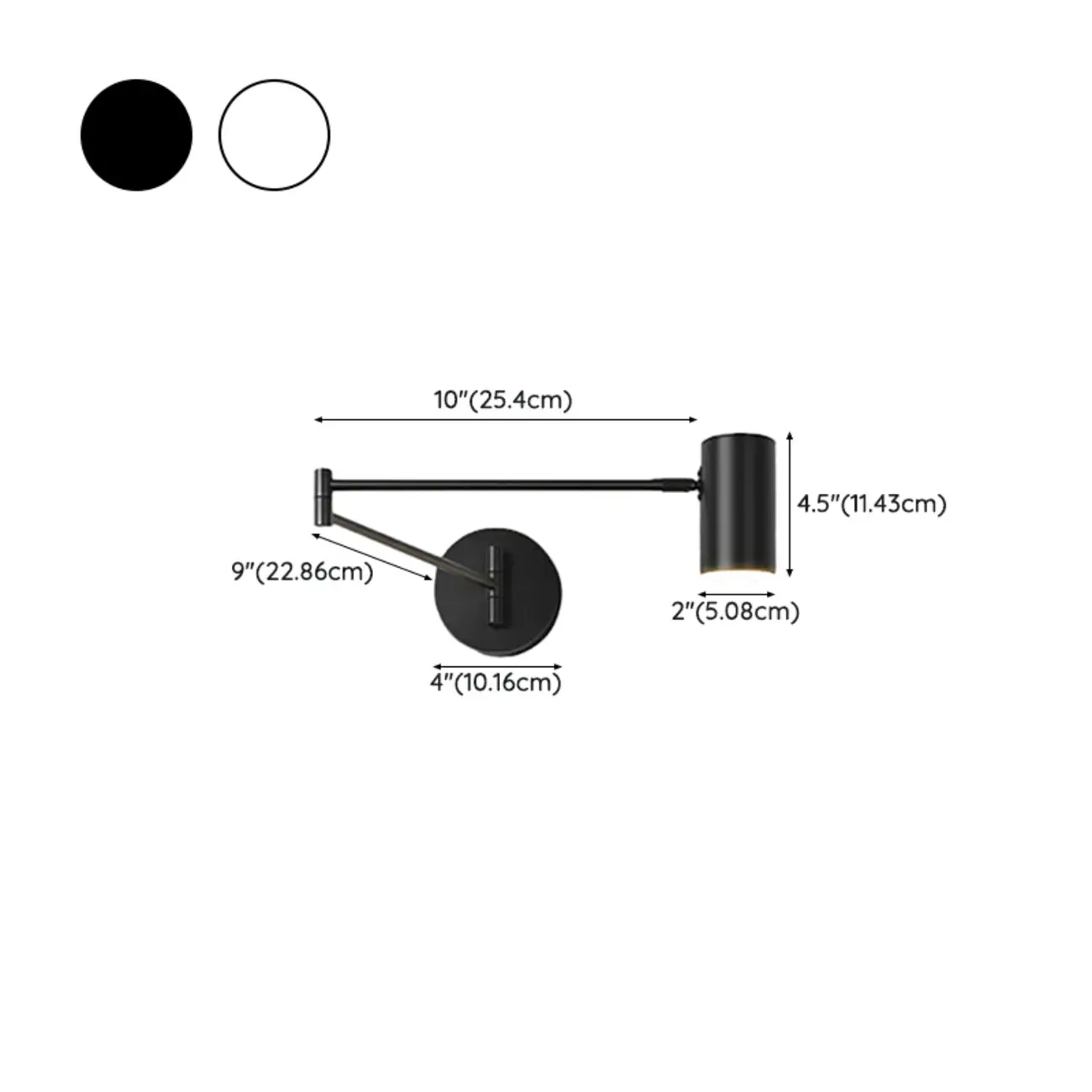 Solid Color Metal Swing Arm Wall Light with Cylinder Acrylic Shade #size | homeyfad