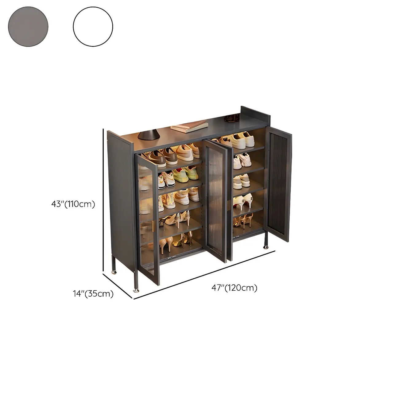 Elegant Grey Metal Code Lock Shoe Cabinet for Hallway Image - 27 | homeyfad