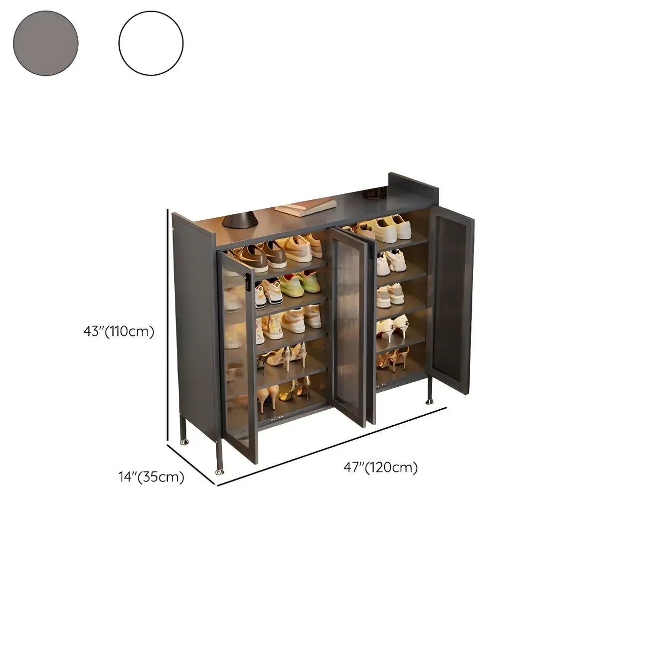 Elegant Grey Metal Code Lock Shoe Cabinet for Hallway Image - 28