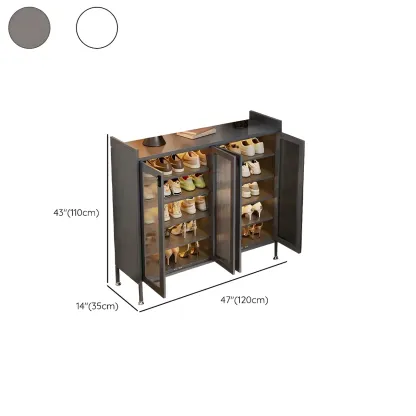 Elegant Grey Metal Code Lock Shoe Cabinet for Hallway Image - 28