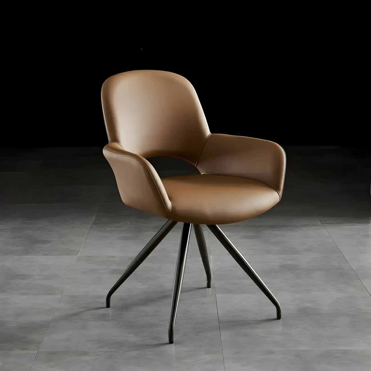 Grey Faux Leather Swivel Arm Dining Chair Image - 4