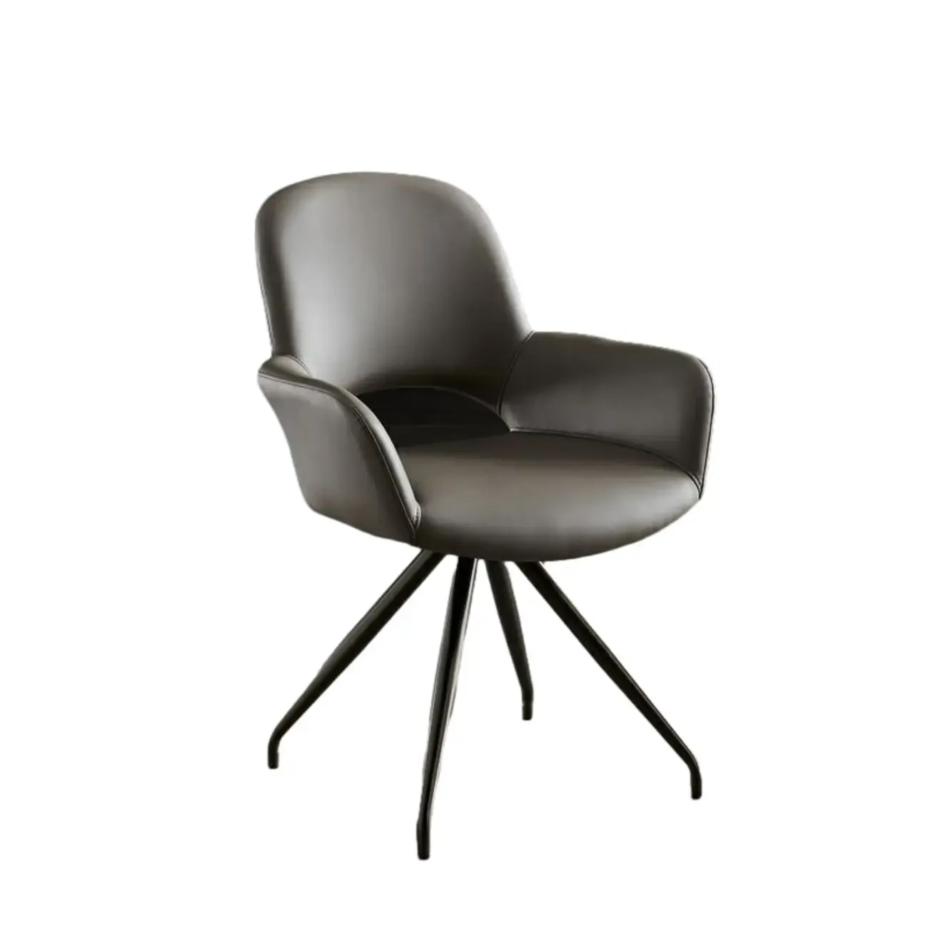 Grey Faux Leather Swivel Arm Dining Chair Image - 2