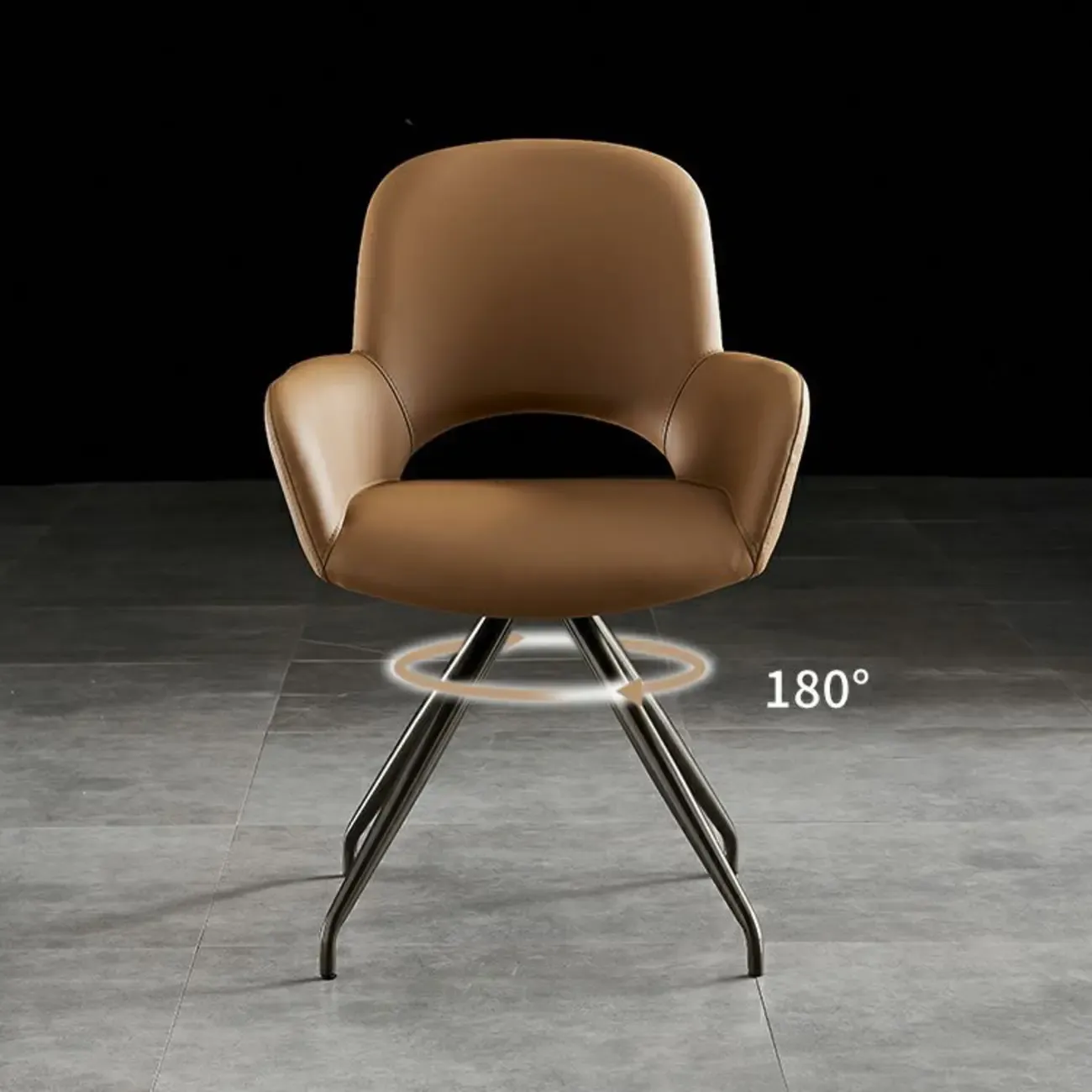 Grey Faux Leather Swivel Arm Dining Chair Image - 5