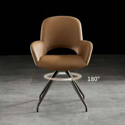 Grey Faux Leather Swivel Arm Dining Chair Image - 5