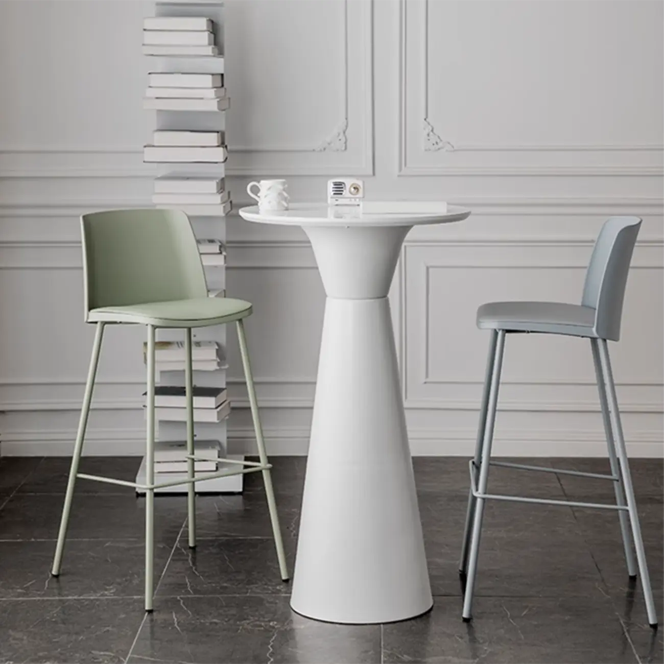 Elegant Pedestal Round White Marble Bar Table Image - 1 | homeyfad