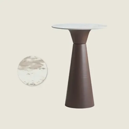 Elegant Pedestal Round White Marble Bar Table Image - 5