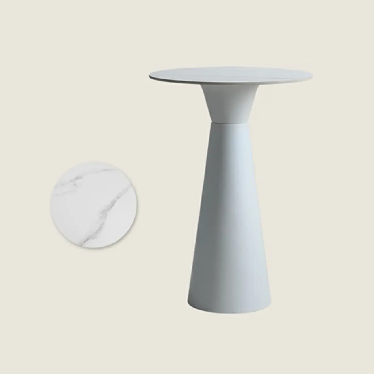 Elegant Pedestal Round White Marble Bar Table Image - 7 | homeyfad
