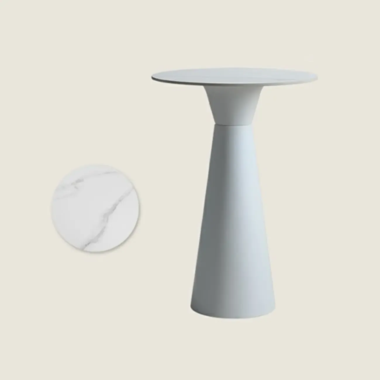 Elegant Pedestal Round White Marble Bar Table Image - 7