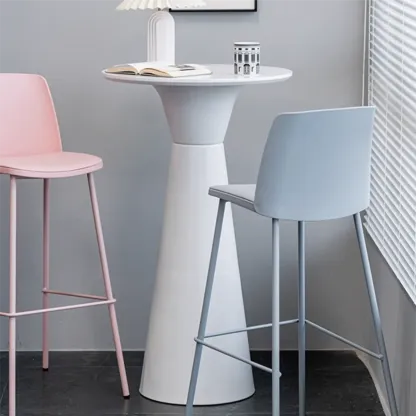 Elegant Pedestal Round White Marble Bar Table Image - 8