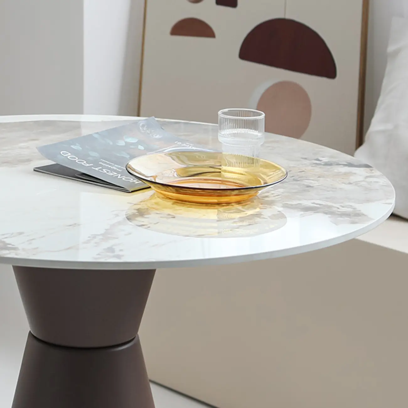 Elegant Pedestal Round White Marble Bar Table Image - 12 | homeyfad
