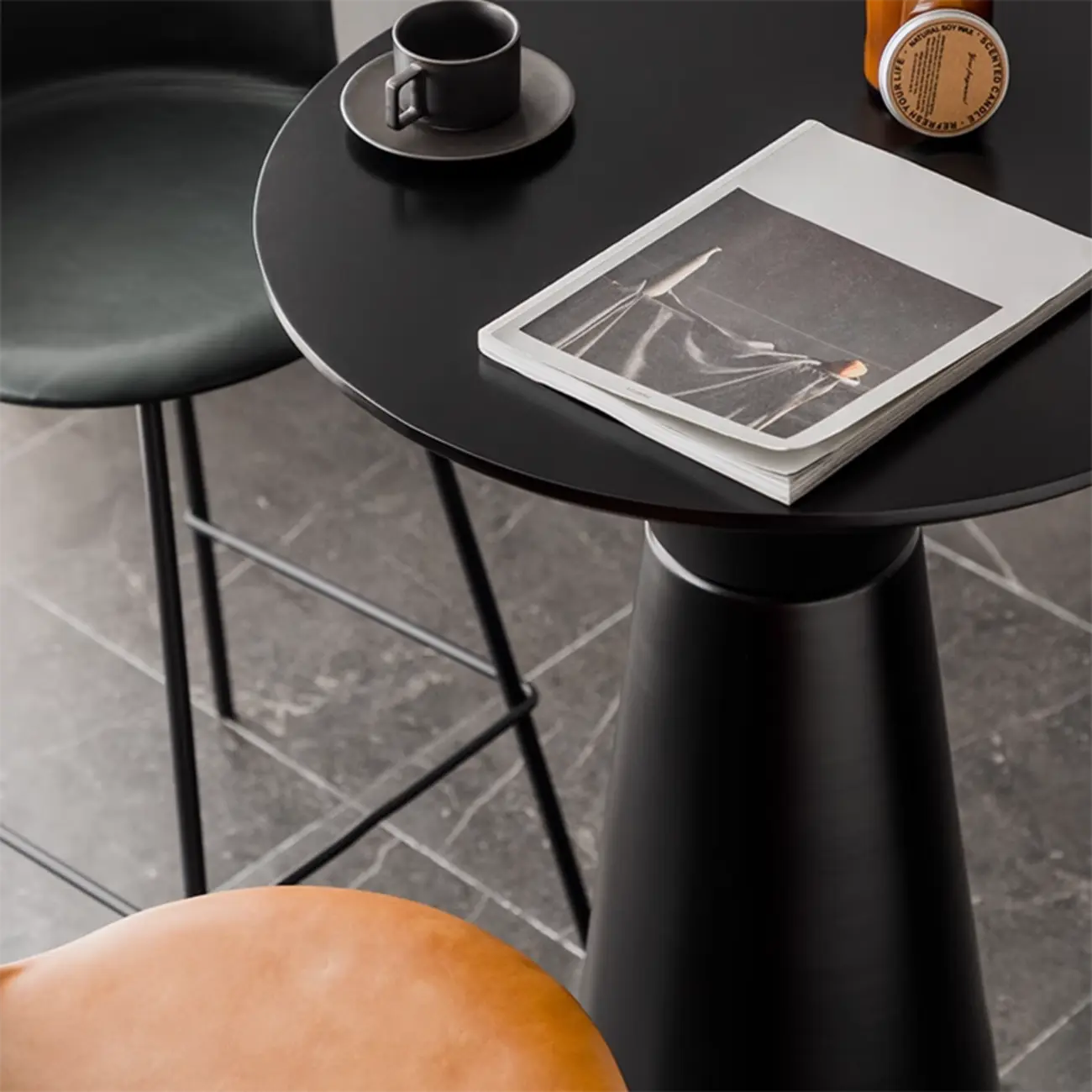 Elegant Pedestal Round White Marble Bar Table Image - 15 | homeyfad