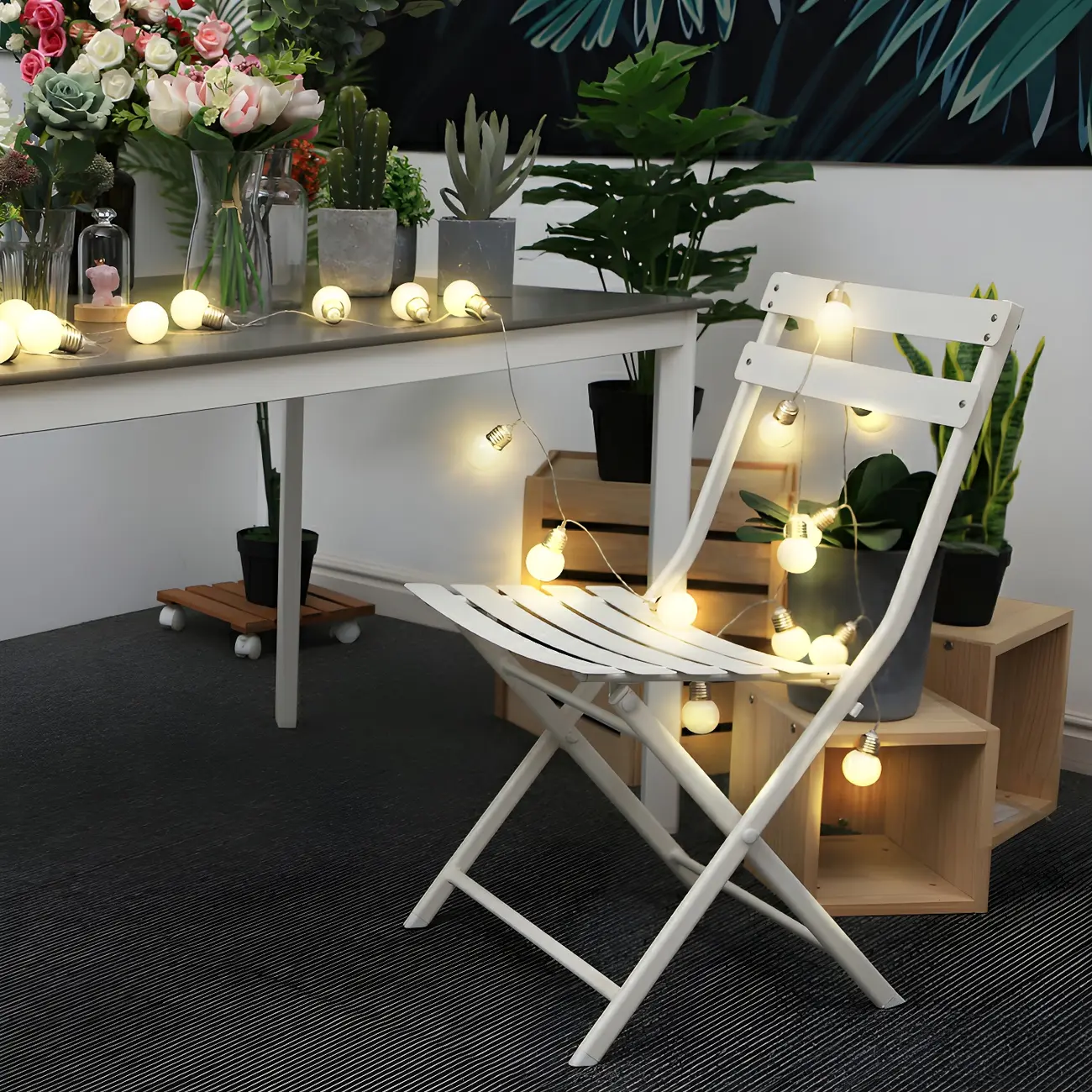 Outdoor Metal White Foldable Patio Dining Chairs Image - 1 | homeyfad