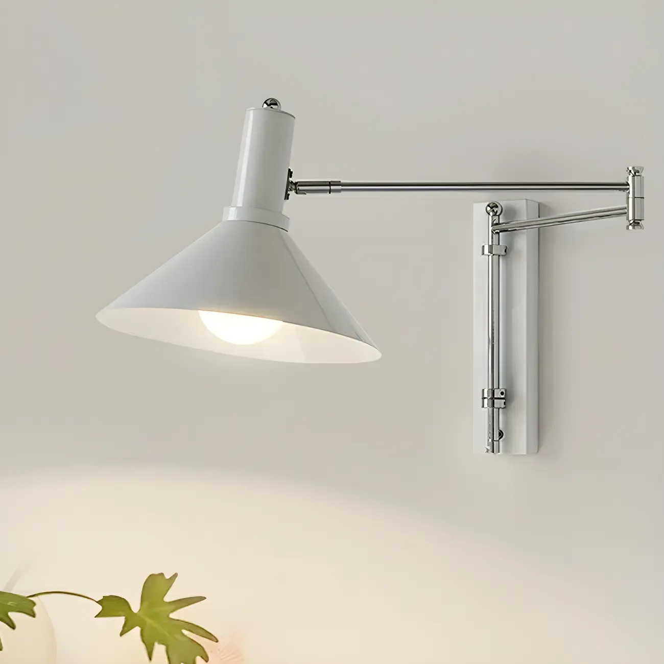 Metal Swing Arm Wall Light with Iron Shade Image - 1