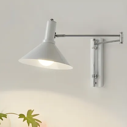 Metal Swing Arm Wall Light with Iron Shade Image - 1