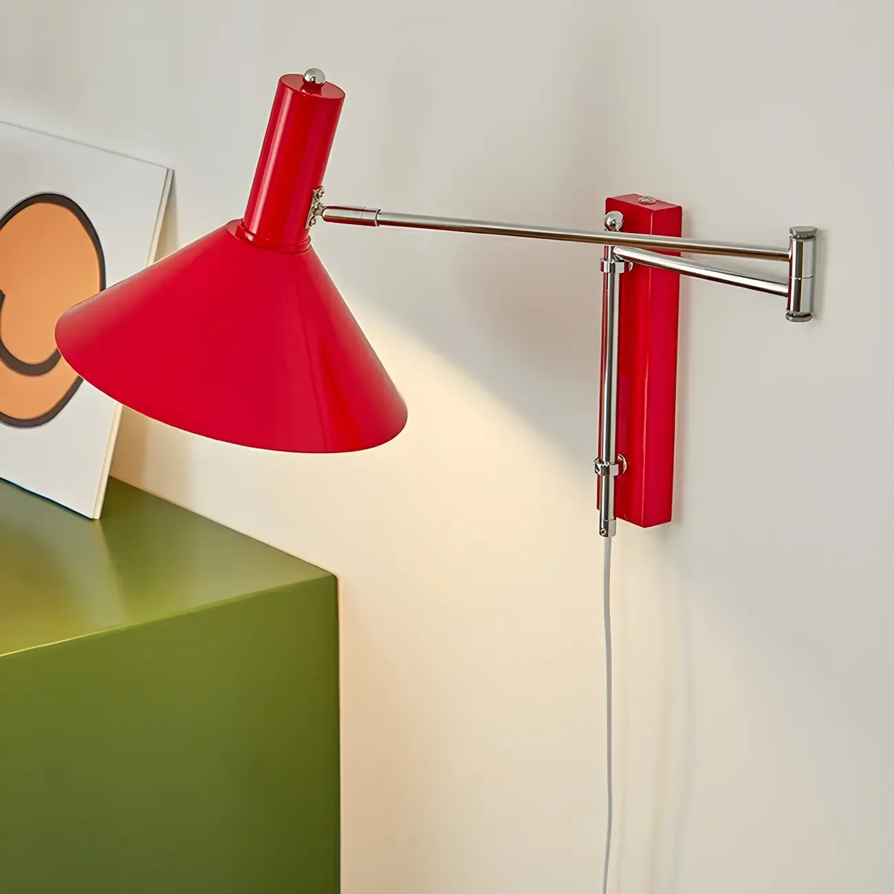 Metal Swing Arm Wall Light with Iron Shade Image - 5